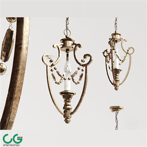 European Classical Metal Long Chandelier 3d Model 01